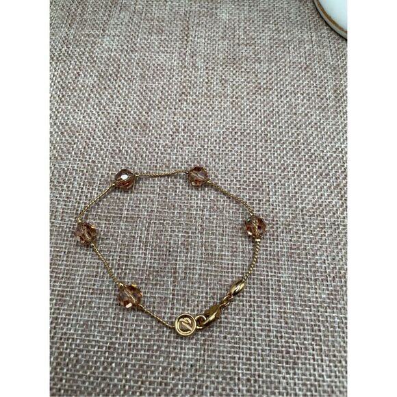 Vintage Genuine Swarovski Gold Tone Light Amber Crystal Swarovski Logo - Picture 3 of 8